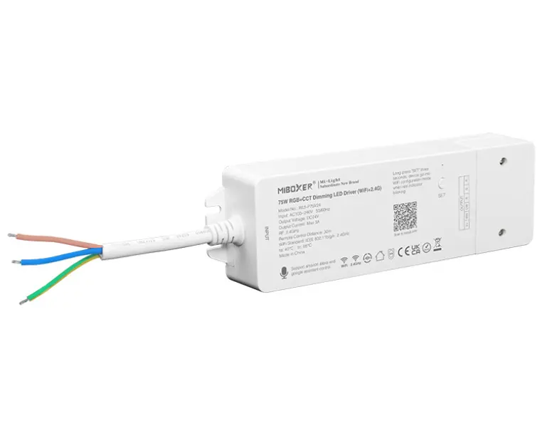 Miboxer 75W RGB CCTLEDドライバーWL5-P75V24 WIFIおよび2.4G AC100V〜240V 5 in 1 LEDアダプター