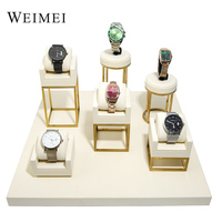 WEIMEI OEM Tela de microfibra Soporte de exhibición de reloj de lujo Estante de exhibición de joyería de metal para escaparate de ventana