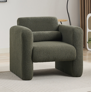 Sillón Moderno con Tapicería de Tela Sherpa, Cómodo Sillón de Lectura con Respaldo Acolchado, para Sala de Estar, Oficina en Casa, Dormitorio - Product Image 1