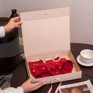 Premium Foldable Paper Packaging Gift <b>Box</b> Manufacturer for Underwear <b>Socks</b> Bra Underwear Gift <b>Box</b> with Ribbon and Gift Handbag - Product Image 3