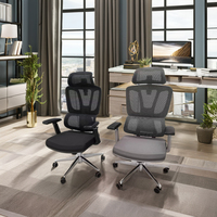 Chaise de bureau ergonomique moderne avec accoudoirs 3D, dossier en cuir PU, tissu, hauteur réglable, structure en acier inoxydable – Confortable pour les professionnels actifs