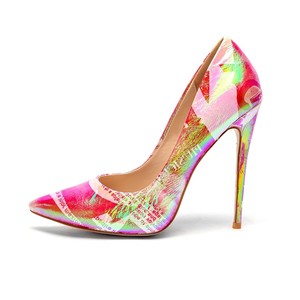 Scarpe eleganti da sera con stampa fluorescente <span class=keywords><strong>argento</strong></span> <span class=keywords><strong>tacco</strong></span> <span class=keywords><strong>basso</strong></span> più comode della marina - Product Image 2
