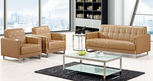 Foshan कारखाने फर्नीचर कमरे में रहने वाले कार्यालय रिसेप्शन इंतजार कर चमड़े के सोफे 1 + 1 + 3 सीट डिजाइन आधुनिक सोफा सेट - Product Image 2