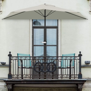 <span class=keywords><strong>Parasol</strong></span> <span class=keywords><strong>demi</strong></span>-ronde 270 cm pour patio, balcon, jardin, protection UV50+, ouverture manivelle, structure en acier, polyester, pour extérieur, cour, terrasse - Product Image 6