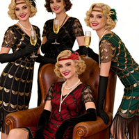 Costume vintage pour femmes avec paillettes, robe de flapper des années 1920, tenue de danse à franges, style Gatsby, vêtements de scène multicolores