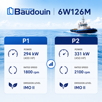 Semua Mesin Diesel Propulsi Kelautan Model Baudouin 6W126M 4 Tak 6 Silinder 294kW 331kW untuk Kapal Komersial dan Kapal Tunda