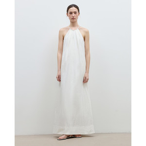 Robe longue d'été pour femme, style minimaliste, col halter, design ajouré - Product Image 6