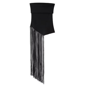 2024 primavera y verano nuevo temperamento moda cuello en el pecho <span class=keywords><strong>flecos</strong></span> negro <span class=keywords><strong>Chaleco</strong></span> Corto mujeres abrigo pecho Top - Product Image 5