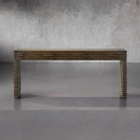 Table console en chêne fabriquée à la main: structure à lattes, mortaise et tenon, grains vibrants pour une utilisation dans le couloir de luxe