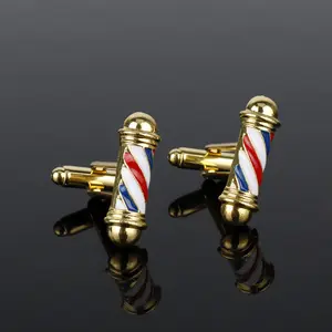 dongsheng Tie Clips&Cufflink Series Barber Shop Barber Pole Cufflinks Men Shirt Cuff Buttons Jewelry CuffLinks New Accessories