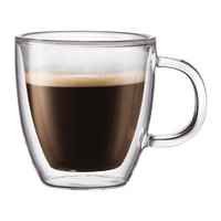 Tasse à café en verre à double paroi au design classique et élégant avec poignée, en verre borosilicate