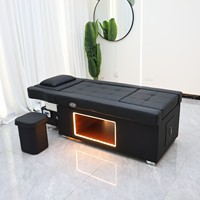 Lit de lavage de cheveux électrique pour salon, avec fonction massage, pour thérapie thaïlandaise, traitement capillaire, spa capillaire et lavage au shampoing, intégrant un lavabo
