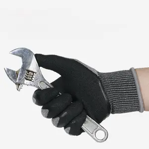 Lateks kaplı palmiye siyah kırışık bitirmek emniyetli çalışma eldiveni lateks kauçuk güvenlik el koruyucu eldivenler Guantes