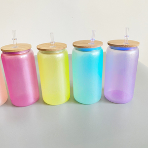 Almacén de EE. UU. Listo para enviar 16oz Vasos en forma de lata de cerveza de vidrio Una lata de vidrio <span class=keywords><strong>con</strong></span> <span class=keywords><strong>dos</strong></span> funciones Lata de refresco <span class=keywords><strong>con</strong></span> pajita transparente - Product Image 4