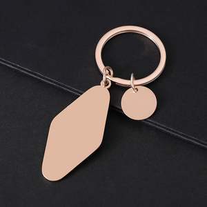 Llavero de acero inoxidable personalizado con rombo en blanco y pieza redonda, ¡Oferta de locura! - Product Image 4