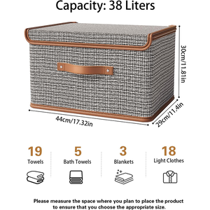Caja <span class=keywords><strong>de</strong></span> Almacenamiento Cuadrada <span class=keywords><strong>de</strong></span> Diseño Moderno, 100% Algodón, con Tapa <span class=keywords><strong>de</strong></span> Aluminio, Capacidad <span class=keywords><strong>de</strong></span> 38L, Plegable y Portátil para Guardar <span class=keywords><strong>Ropa</strong></span> en el Armario - Product Image 1