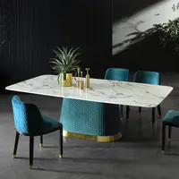Kuzey avrupa ışık lüks mermer yemek masası ve sandalye küçük aile yemek masası kombinasyonu modern basit yemek masası