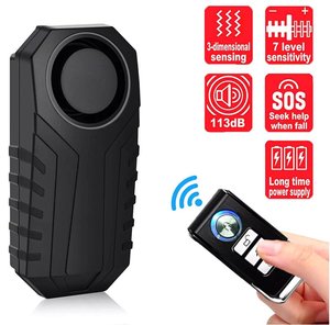 Wireless Bike Burglar Alarm 113dB Siren 3D Sensing <b>7</b> Level Sensitivity SOS Remote Control Waterproof for Bicycle Motorcycle - Product Image 1