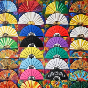 Abanico de Bambú con Brillo UV para Mujeres/Hombres, Regalo Empresarial, Diseño de Arte Popular Pintado, Abanico Grande para Fiestas, Festivales de Baile, EDC - Product Image 4
