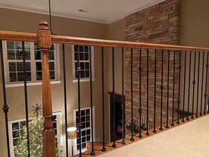 Lan Can Cầu Thang Bằng Sắt Rèn Trong Nhà Chất Lượng Cao Giỏ Trụ Hình Vuông - Product Image 5