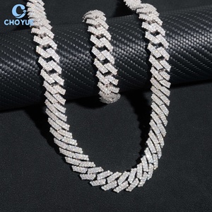 2rows Moissanite Classical 15mm Cuban Link <b>Chain</b> Necklace Rhodium Plated 925 Silver Hiphop <b>Iced</b> <b>Out</b> Jewelry GRA Certified - Product Image 4