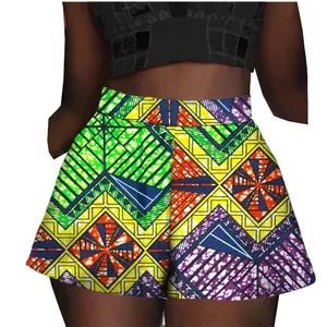 非洲kitenge棉蜡印花沙滩短裤编织小订单女士非洲短裤