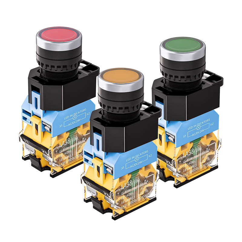 LA38-11D Self-Locking Self-Resetting 22MM Brass Mechanical Momentary Button Switch 10A Max. Current 1NO1NC Screw Terminal