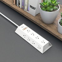 Stop Kontak Ekstensi Listrik Multi Plug Standar Industri AS dengan 12 Stop Kontak AC, 2 USB-A, 2 USB-C, Proteksi Lonjakan Arus MOV, 15A