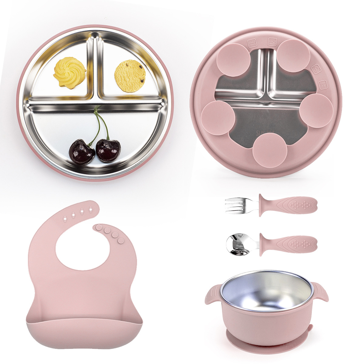 5PCs niños placa conjunto rosa