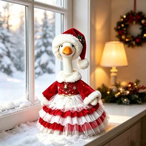 Christmas Porch Goose Outfit Dress Hat 23 Inch Pet Statue Ornament Decorations Clothes Custom Lightweight Polyester - Product Image 4