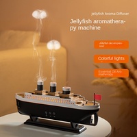 Diffuseur d'aromathérapie en forme de méduse, petit humidificateur rétro en forme de bateau, diffuseur d'aromathérapie de bureau pour la maison avec lumière colorée