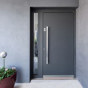 Porte d'entrée double Skyland de style français en bois avec pivot en fer forgé et matériaux en fibre de verre et acier - Product Image 3