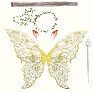 Haute qualité 4 pièces Halloween filles <span class=keywords><strong>ange</strong></span> aile papillon fée robe Costume enfants <span class=keywords><strong>elfe</strong></span> Cosplay ensemble bandeau magique fête décorations - Product Image 5