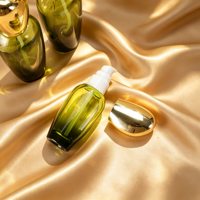 Pot en verre rond cosmétique de luxe vert personnalisé 30g 50g, écologique, en verre épais transparent, pour crème visage et soins de la peau, avec couvercle nuage