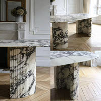 Fabricant professionnel de tables à manger ovales en marbre sur mesure, table à dîner en pierre naturelle pour villa et salle à manger résidentielle