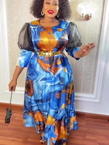 Robes Maxi Africaines pour Femmes 2023 <span class=keywords><strong>Plus</strong></span> <span class=keywords><strong>Size</strong></span> Soirée Fête Longue Robe Vêtements Africains Elégant Caftan Musulman Robe en Chiffon - Product Image 6