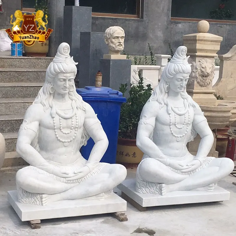 Marble Stone Religious Buddha Statue White Marble Indian God Lord Shiva Sculpture