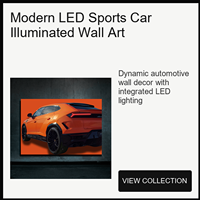 Art mural de voiture de sport illuminé, trois images de véhicules pour garage, salon, bureau, salle d'exposition, décoration intérieure moderne