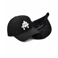 Gorra de Béisbol de Lujo de 5 Paneles con Visera Ancha de Gamuza Dorada para Hombre, con Logotipo Metálico Baez, de Alta Calidad