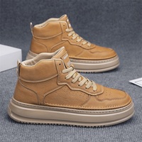 M066 Nouvelles Chaussures Montantes Homme Automne à Semelle Épaisse, Style Britannique Décontracté et Sportif, Chaussures de Ville Souples pour Hommes