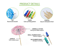 Échantillon gratuit de cure-dents en bambou écologiques jetables, emballés dans du papier, pics à cocktail, parasol pour les fêtes