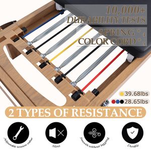 CZFIT Y005 Reformer de Pilates Plegable de Roble Macizo para Gimnasio en Casa - Portátil, Duradero, Certificado CE, Resortes Ajustables, Salud y Fisicoculturismo - Product Image 5