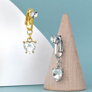 Lingchee Non <span class=keywords><strong>Piercing</strong></span> Coeur Zircon Dangling <span class=keywords><strong>Ventre</strong></span> Anneau Nouveau Clip sur <span class=keywords><strong>Ventre</strong></span> Anneau En Gros <span class=keywords><strong>Piercing</strong></span> Bijoux <span class=keywords><strong>Faux</strong></span> Nombril Anneau - Product Image 3