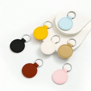 Round PU Leather Keychains Blanks <b>Key</b> <b>Rings</b> for DIY Craft Colorful <b>Key</b> Fob Kit for Purse - Product Image 2