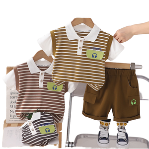 LYFS LY1209H118 Camiseta Polo Deportiva de Manga Corta a Rayas para Niños, Pantalones Cortos Casuales, Precio Económico, Mancuernillas para Niños - Product Image 3