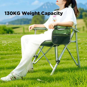 Chaise de camping portable robuste à dossier haut avec support lombaire, chaise de camping pliable avec accoudoirs rigides et porte-gobelet - Product Image 5