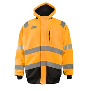 Multiple Sizes Customizable Oem Hi Vis Workwear Construction Winter Reflective Hi-Vis Road Safety Clothing Jacket