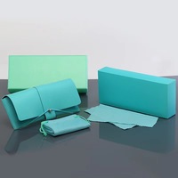Boîte à lunettes de soleil de luxe, haute qualité, Logo personnalisé, sac UNIQUE bleu foncé, étui à lunettes en PU, emballage, YR-A1-009
