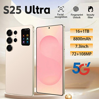 Smartphone S25 Ultra 5G Android 15 Écran HD 7,3 pouces 90Hz 16 Go de RAM 1 To de ROM Appareil photo 108 MP Affichage arrière Batterie supérieure à 8000 mAh