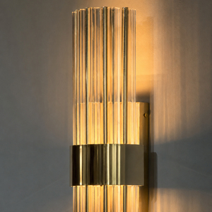 Luxury Glass Rod <b>Wall</b> Sconce With Gold Metal Base For Home Interior - Product Image 2